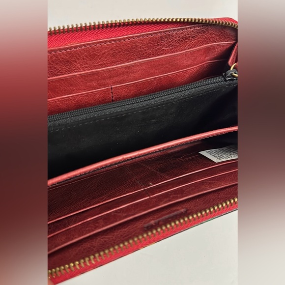 PRISON ART RED FLORAL EXCLUSIVE DESIGN WOMENS LEATHER WALLET - Picture 4 of 10